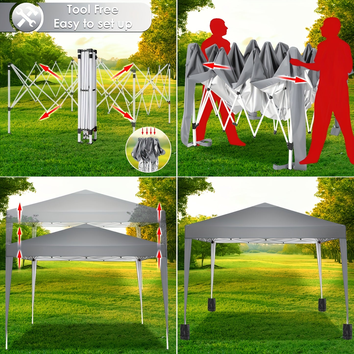 Partytent – Paviljoen – Pop-up Tent – Tuintent – Feesttent – 3x6 m – 6 Zijwanden – UV Bescherming – Verstelbare Hoogte