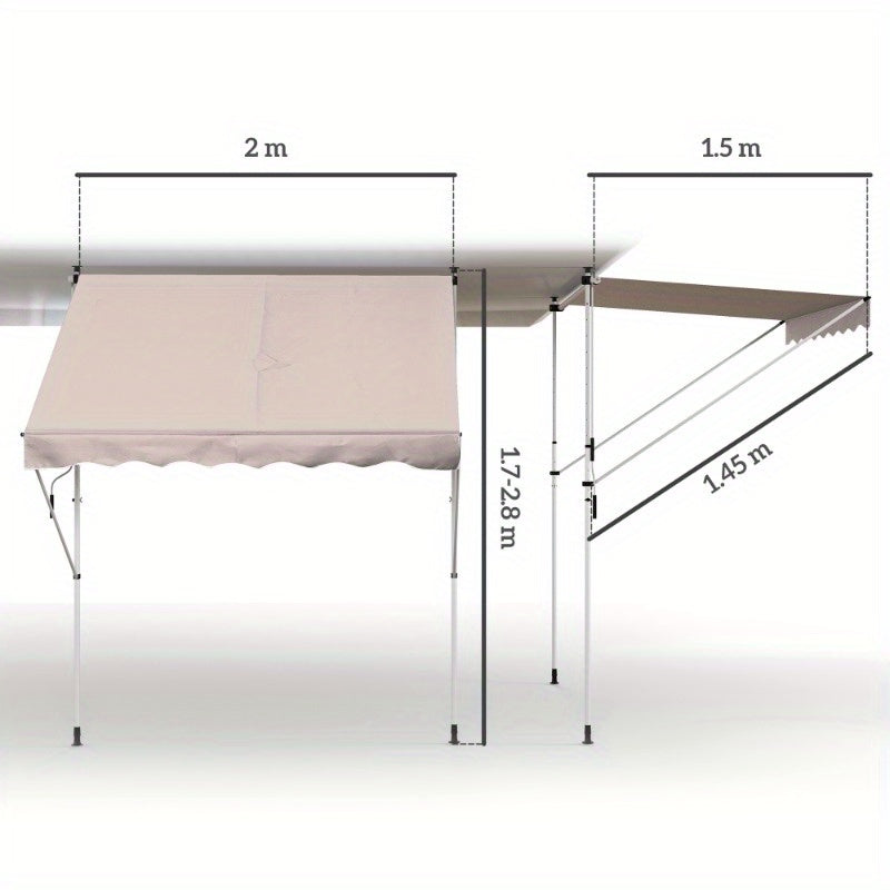 Inklapbaar Zonnescherm – Terrasscherm – Balkonzonnescherm – Schaduwdoek – Uittrekbaar Scherm – Verstelbaar In Hoogte – Aluminium Frame – 200x150 cm Creme Wit