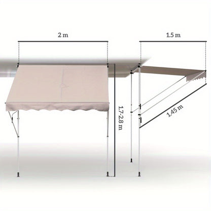 Inklapbaar Zonnescherm – Terrasscherm – Balkonzonnescherm – Schaduwdoek – Uittrekbaar Scherm – Verstelbaar In Hoogte – Aluminium Frame – 200x150 cm Creme Wit