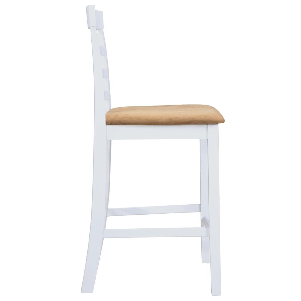 Eetkamerset – Barkrukset – Keukentafelset – Bistroset – Barset – Wit – Houten fineer tafelblad – Comfortabele gestoffeerde barkrukken