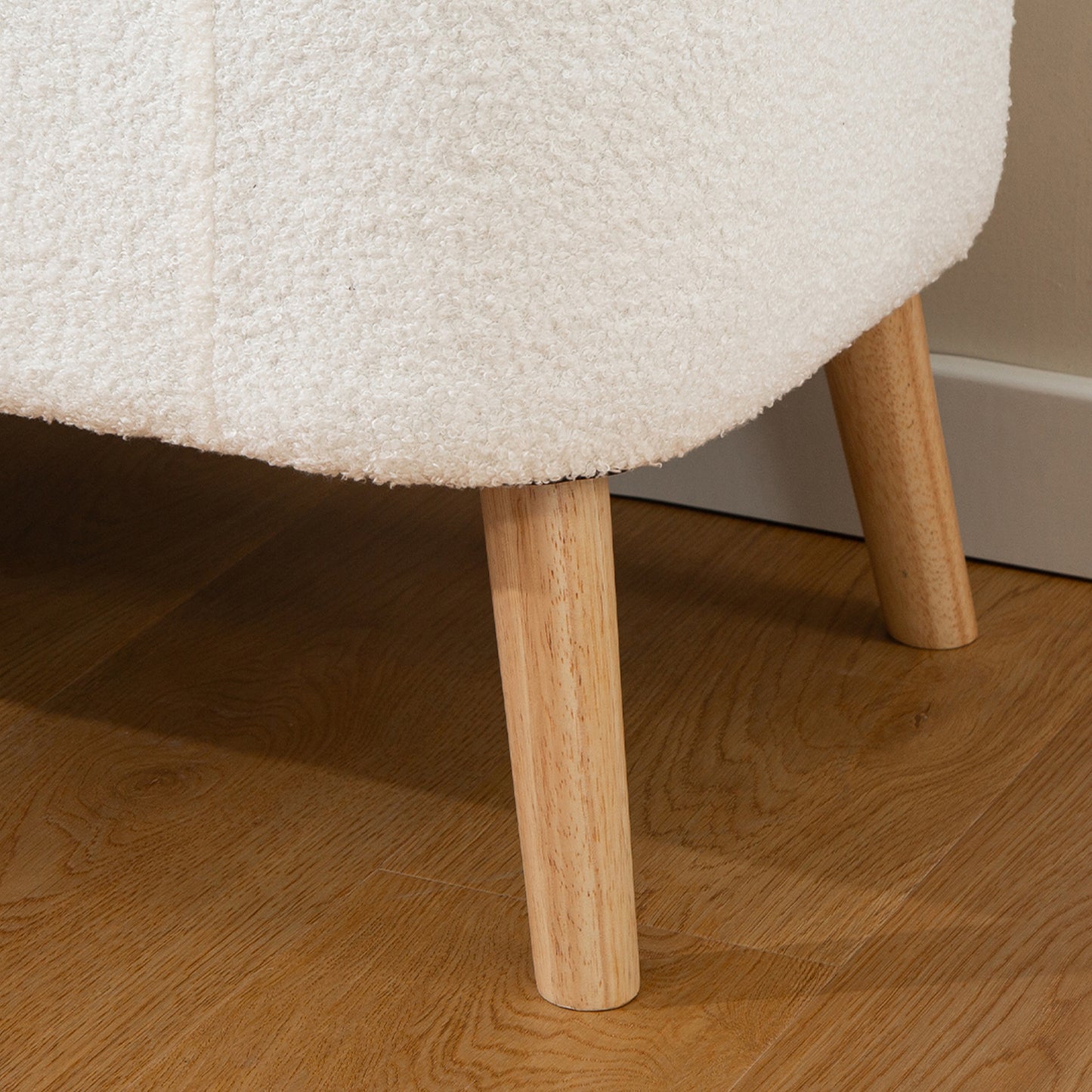 Opberghocker – Opbergbankje – Zitkist – Voetenbank – Opslagkist – Crème Wit – 65 Liter Opbergruimte – Zachte Fleece Bekleding