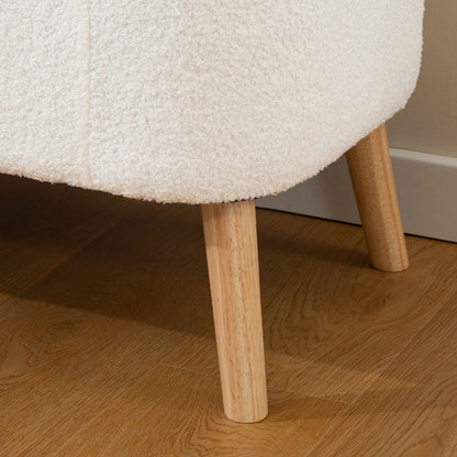 Opberghocker – Opbergbankje – Zitkist – Voetenbank – Opslagkist – Crème Wit – 65 Liter Opbergruimte – Zachte Fleece Bekleding