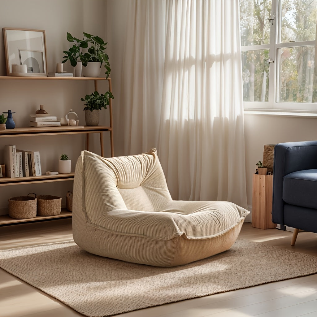 Stoffen Loungebank – Zitbank – Relaxbank – Bankstel – Loungesofa – Grijs-Wit – Ergonomisch Memory Foam – Onderhoudsvriendelijk Polyester