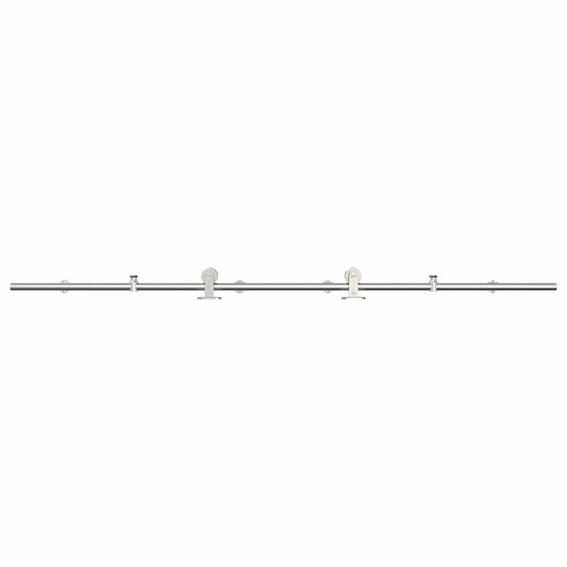 Sliding door fitting set 200cm stainless steel Silvery
