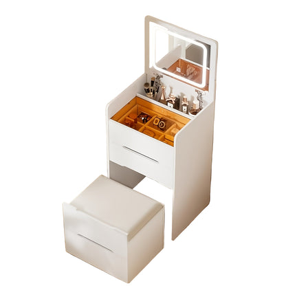 Make-up Tafel – Schminktafel – Kaptafel – Visagie Tafel – Make-up Bureau – Compact 3-in-1 Ontwerp – Inklapbare Spiegel – Wit Hout