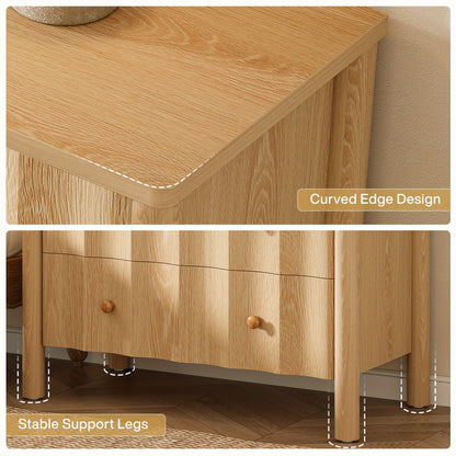 Nachtkastje – Bijzettafel – Bedside Table – Opbergkast – Ladekast – Extra Breed 80 cm – Natuur Eikenhout – 3 Lades Met Geruisloze Rails – Stevig Hout & Eenvoudig In Elkaar Te Zetten