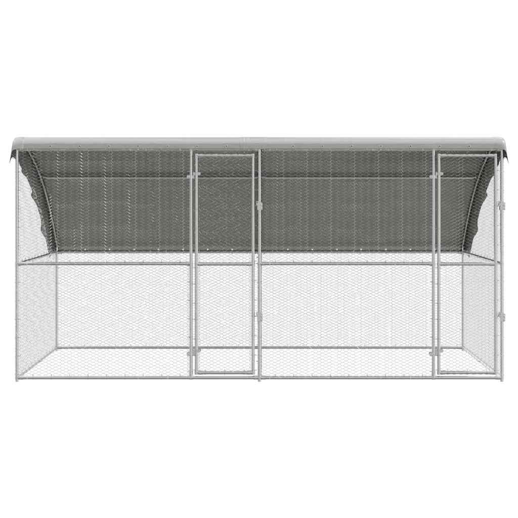 Kippenren – Kippenhok – Buitenren – Pluimveestal – Dierenverblijf – Gegalvaniseerd Staal – Weerbestendig – 400x200x198,5 cm
