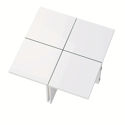 Contemporary Metal Coffee Table with High-Gloss Tabletop - 2-Tier Modern Design, Easy Assembly, No Electricity Needed for Living Room, Bedroom, Office - Durable & Stylish Home Decor, Coffee Table for Living Room, Bedroom Nigh