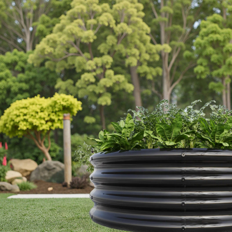 Verhoogde Border – Borderrand – Tuinbak – Plantenbak – Moestuinbak – Gegalvaniseerd Staal – Diameter 60,96 cm – Set Van 2