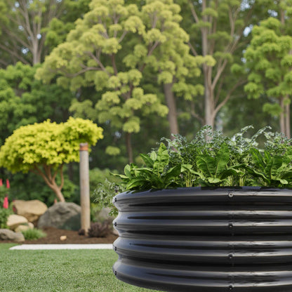 Verhoogde Border – Borderrand – Tuinbak – Plantenbak – Moestuinbak – Gegalvaniseerd Staal – Diameter 60,96 cm – Set Van 2