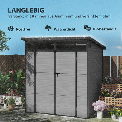 Tuinkast – Berging – Opbergkast – Tuinschuur – Tuinberging – Kunststof – Weerbestendig – Ruim 3,24 m³ – Lichtgrijs met Dubbele Draaideuren