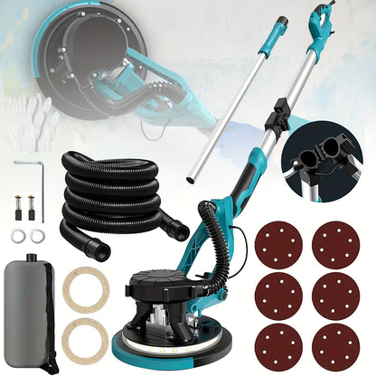 Wandschuurmachine – Langnekschuurmachine – Muurschuurmachine – Plafondschuurmachine – Gipsplaatschuurmachine – 1250W Vermogen – Inklapbaar Handvat Met Stofafzuiging En LED-Verlichting