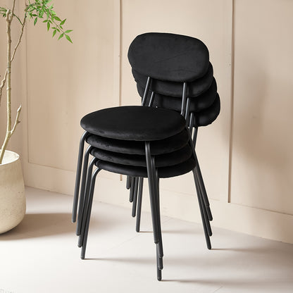 Eetkamerstoelen Set – Stoelen – keukenstoelen – Dining Chairs – Zitstoelen – Zwarte Metalen Poten – Velvet Bekleding – Ergonomisch Design – Zithoogte 47 cm