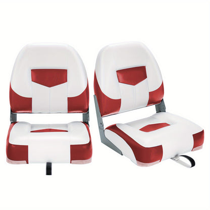 Bootstoel – Bootstoel Klapstoel – Inklapbare Bootstoel – Bootstoelen Set – Boot Zitstoel – Inklapbaar Design – Waterbestendig PVC & 11cm Schuimvulling – Rood/Wit 2 Stuks Set