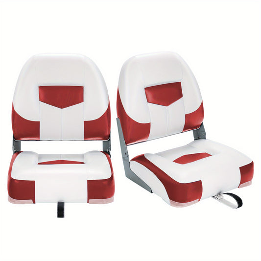 Bootstoel – Bootstoel Klapstoel – Inklapbare Bootstoel – Bootstoelen Set – Boot Zitstoel – Inklapbaar Design – Waterbestendig PVC & 11cm Schuimvulling – Rood/Wit 2 Stuks Set