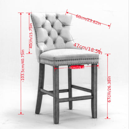 Barkrukken – Krukken – Barkruk Set – Barstoelen – Keukenstoelen – Lichtblauw – Zachte Gevoerde Zitting – Button-Tufted Rugleuning – Chrome Nagelrand – Duurzaam & Comfortabel