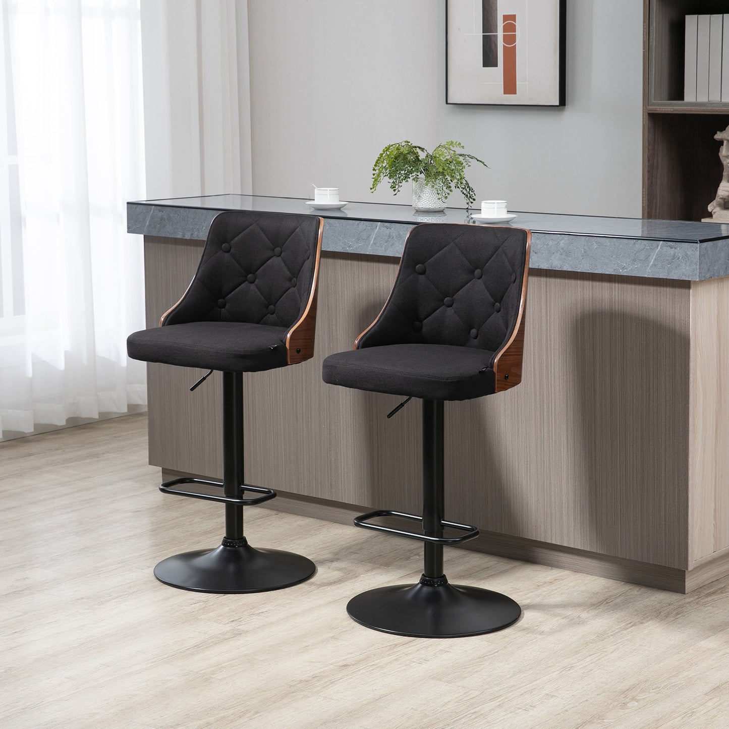 Barstoel – Barkruk – Barstoelen – Barkrukken – Keukenstoel – Verstelbare Hoogte 64-85,5 cm – 360° Draaibaar Met Voetsteun