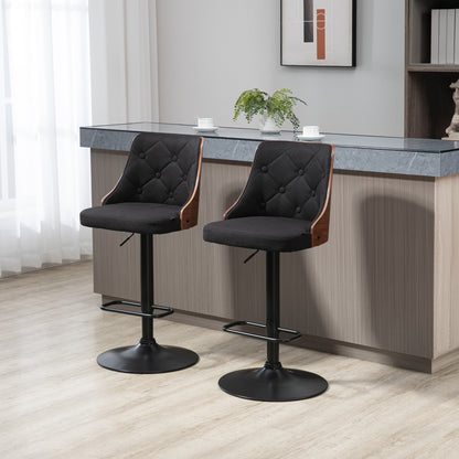 Barstoel – Barkruk – Barstoelen – Barkrukken – Keukenstoel – Verstelbare Hoogte 64-85,5 cm – 360° Draaibaar Met Voetsteun