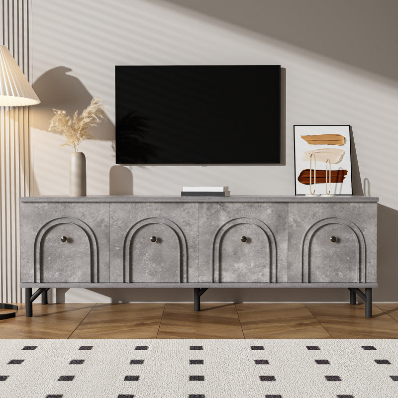 TV-meubel – Tv-kast – Mediameubel – Dressoir – 4-Deurs Kasten – Modern Grijs – 160 cm Breed – Soft-Close Deuren – Geïntegreerd Kabelmanagement