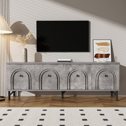 TV-meubel – Tv-kast – Mediameubel – Dressoir – 4-Deurs Kasten – Modern Grijs – 160 cm Breed – Soft-Close Deuren – Geïntegreerd Kabelmanagement