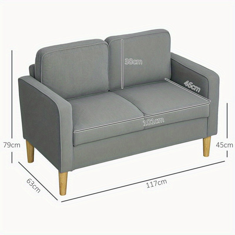 2-Zitsbank – Slaapbank – Loveseat – Bank Met Opbergruimte – Futonbank – Compact Design – Massief Houten Poten – Dik Schuim
