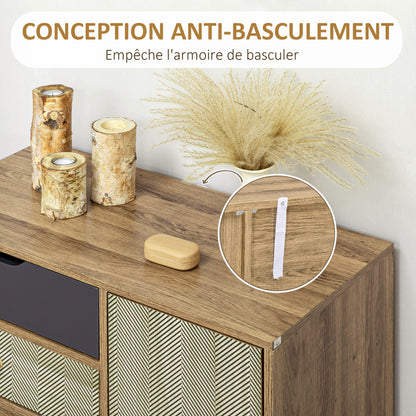 Bohemian Style HOMCOM 4-Drawer Dresser with 1 Cabinet - Hairpin Legs - Brown, 79 x 39 x 86 cm
