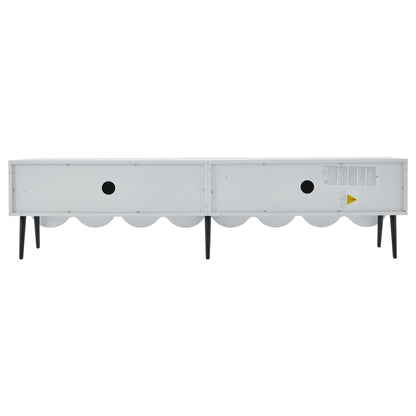 TV-Meubel – TV-Kast – Lowboard – Mediameubel – Dressoir – Modern Design – Soft-Close Deuren – Geschikt voor Tv’s Tot 80 Inch – Mat Wit Met Golvend Deurpatroon