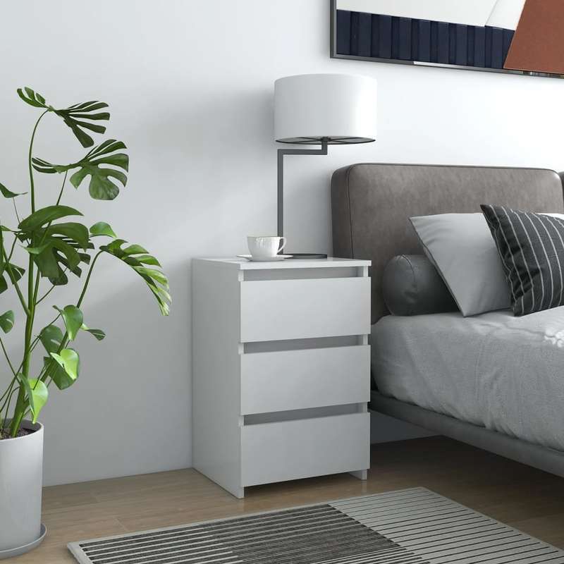 Nachtkastje – Bijzettafel – Ladekast – Bedtafeltje – Opbergkast – Wit – Set Van 2 – Hout – 40x35x62,5 cm – Compact En Robuust