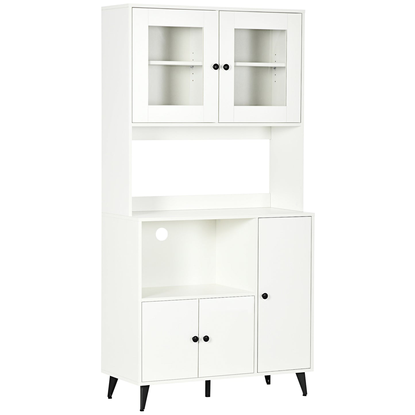 Keukenkast – Buffetkast – Opbergkast – Magnetronkast – Staande Kast – Wit – Verstelbare Planken – 90x40x180 cm