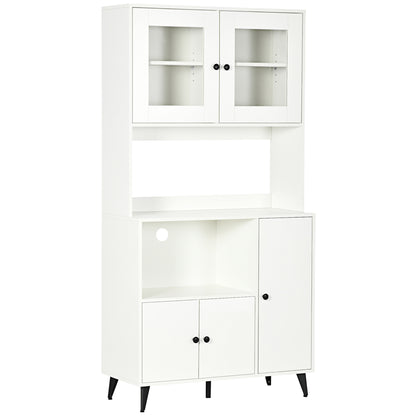 Keukenkast – Buffetkast – Opbergkast – Magnetronkast – Staande Kast – Wit – Verstelbare Planken – 90x40x180 cm