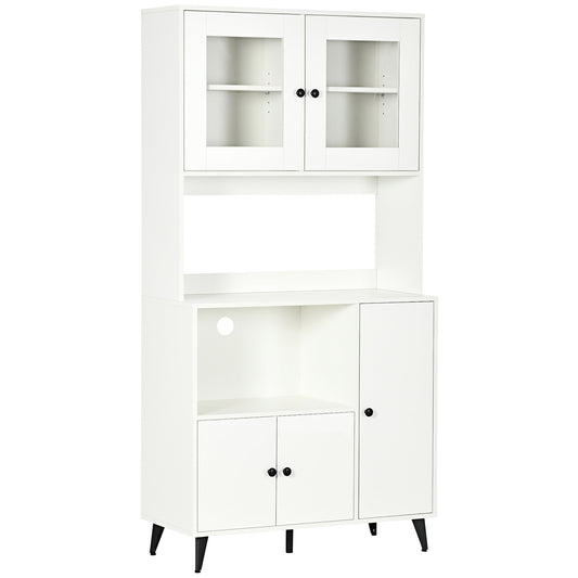 Keukenkast – Buffetkast – Opbergkast – Magnetronkast – Staande Kast – Wit – Verstelbare Planken – 90x40x180 cm
