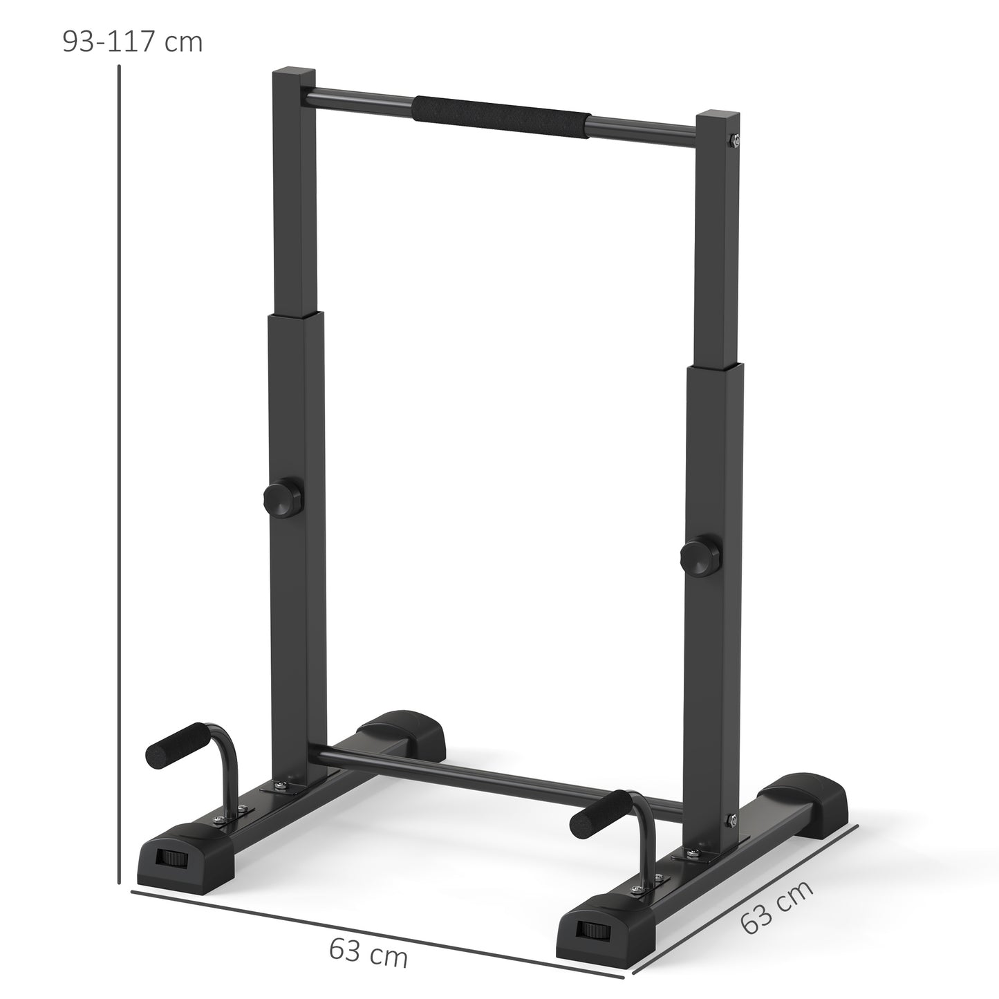 Dipbar – Opdruksteunen – Parallettes – Dip Station – Fitness Bar – Verstelbaar 93-117 cm – Max Belastbaarheid 540 kg