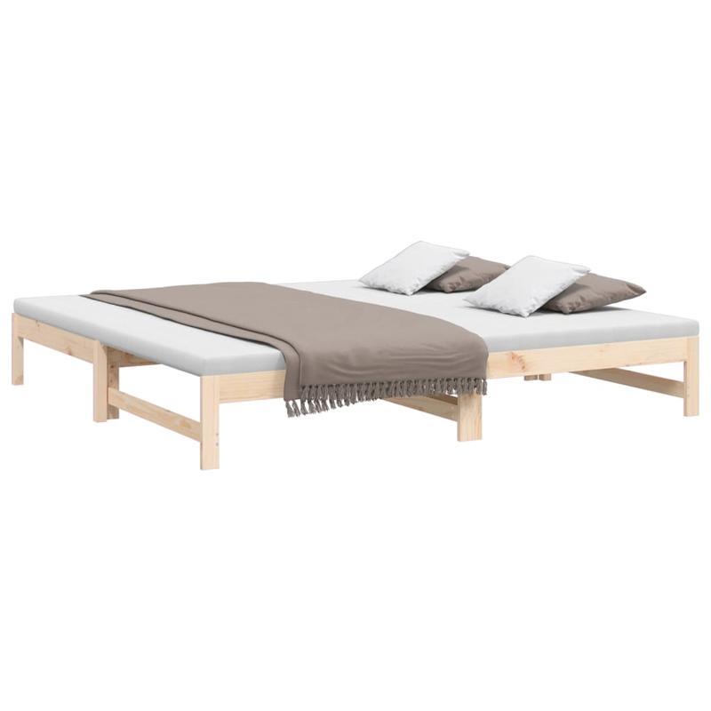 Daybed – Slaapbank – Bedbank – Uitklapbed – Steigerhoutbed – Verstelbaar – Massief Grenenhout – 2x 90x200 cm – Bruin