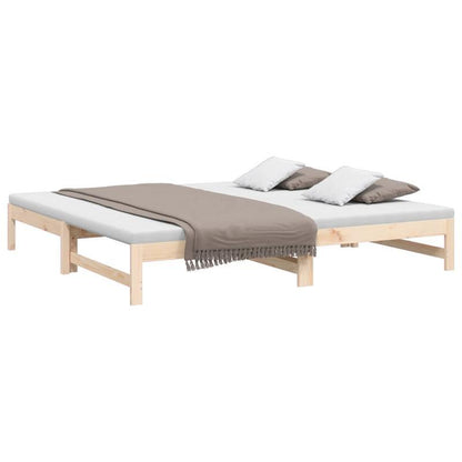 Daybed – Slaapbank – Bedbank – Uitklapbed – Steigerhoutbed – Verstelbaar – Massief Grenenhout – 2x 90x200 cm – Bruin