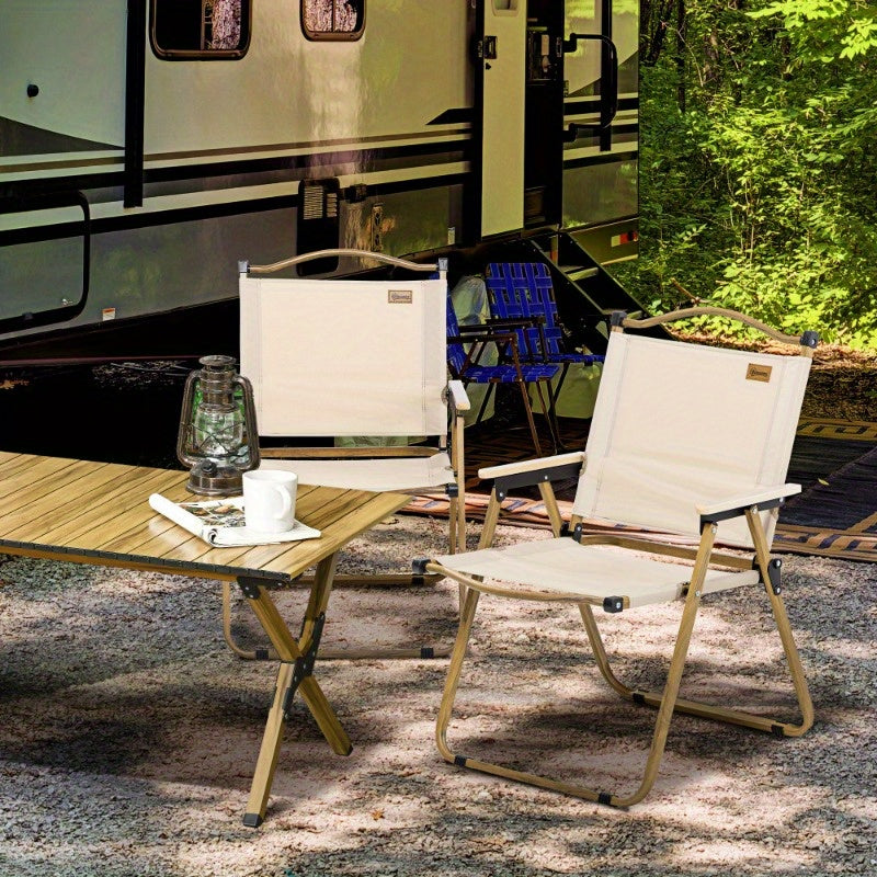 Inklapbare Campingstoel – Vouwstoel – Buitenstoel – Tuinstoel – Vissersstoel – Stalen Frame – Houtlook Design