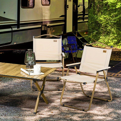 Inklapbare Campingstoel – Vouwstoel – Buitenstoel – Tuinstoel – Vissersstoel – Stalen Frame – Houtlook Design