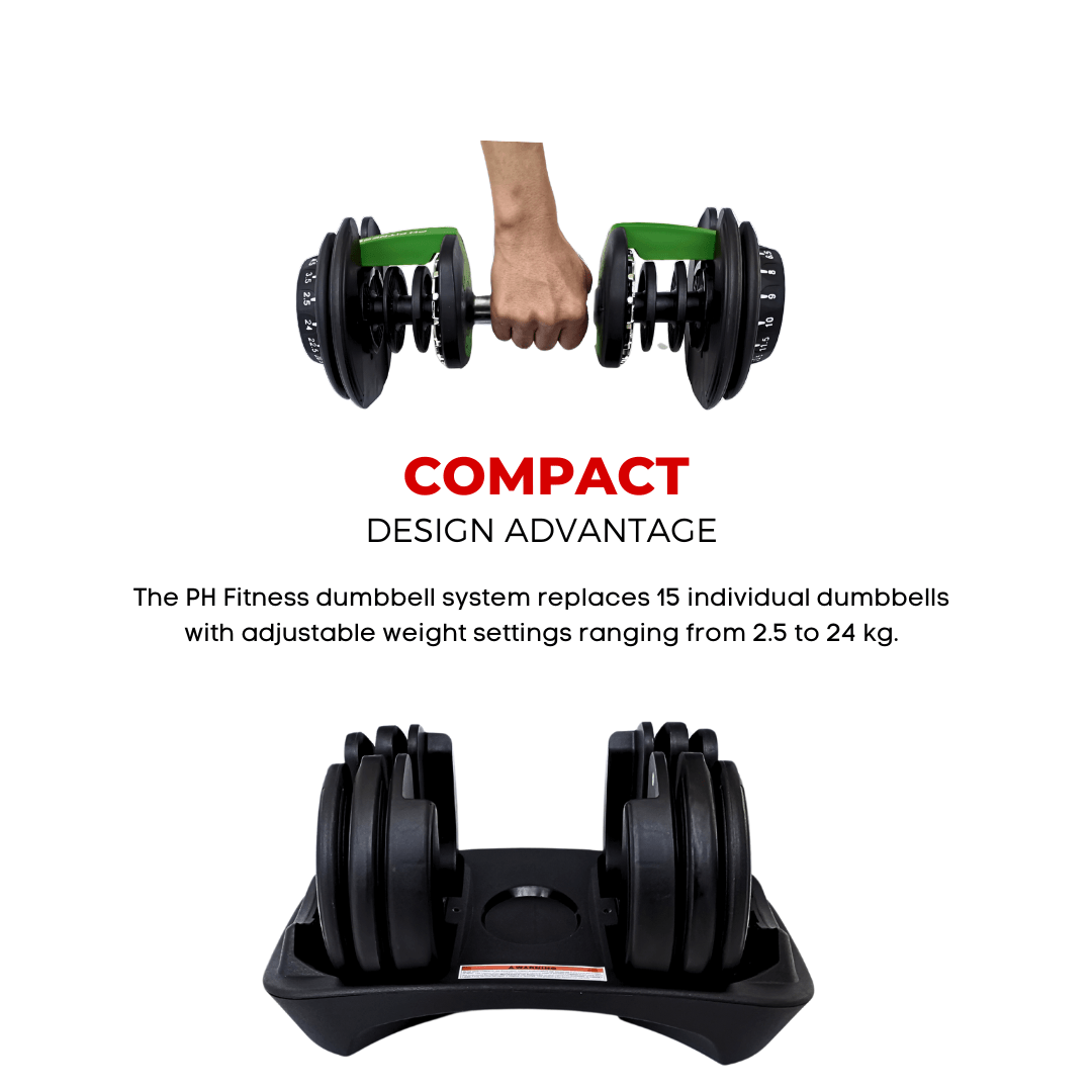 Verstelbare Dumbbell – Halter – Gewicht – Kettlebell – Home Gym Gewicht – 15 Gewichtsmogelijkheden – Compact & Duurzaam – Groen