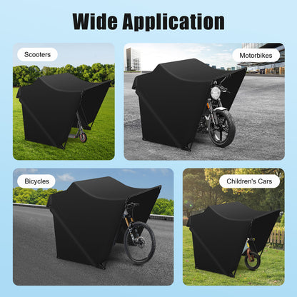 Motorfietshoes – Motorhoes – Scooterhoes – Motorfietsbescherming – Motorafdekking – Zwart – 600D Oxford Stof – 270×105×155 cm – Waterafstotend – Opvouwbaar Met Opbergtas