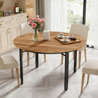 Ronde Eettafel – Eetkamertafel – Keukentafel – Tafel Rond – Ontbijttafel – 118,5 cm – Krastbestendig MDF Blad Met Metalen Poten