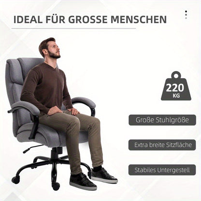Bureaustoel – Ergonomische Stoel – Kantoorstoel – Draaistoel – Gamestoel – Verstelbare Kantelfunctie – Max. 220 kg Draagvermogen – Zwarte Stof Met Vijf Wielen