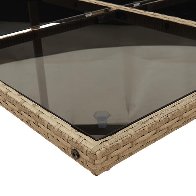 9-delige Tuinset – Buitenmeubelset – Tafel Met Stoelen – Terrasset – Rattan Meubelset – Beige Kussens – Weerbestendig Poly Rattan – Afneembare Polyester Hoezen
