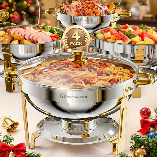 Chafing Dish Buffet Set – Warmhoudset – Buffetpan – Food Warmer – Warmhoudbak – 4-delige set – Roestvrij Staal 201 – Werkt Zonder Stroom