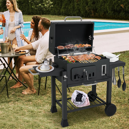 Houtskoolbarbecue – Kolengril – BBQ Grill – Smoker – Barbecue – 1395 cm² Kookoppervlak – 2 Opvouwbare Zijtafels