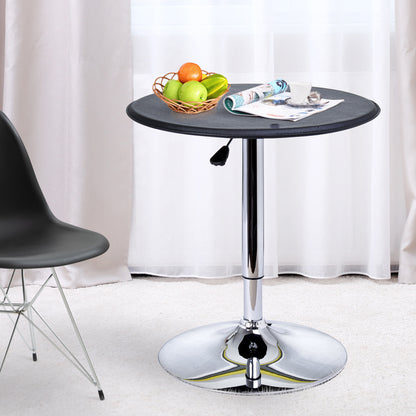 Bartafel – Bar Tafel – Statafel – Hoge Tafel – Bistrotafel – Verstelbare Hoogte – Zwart Kunstleer & Zilver Frame