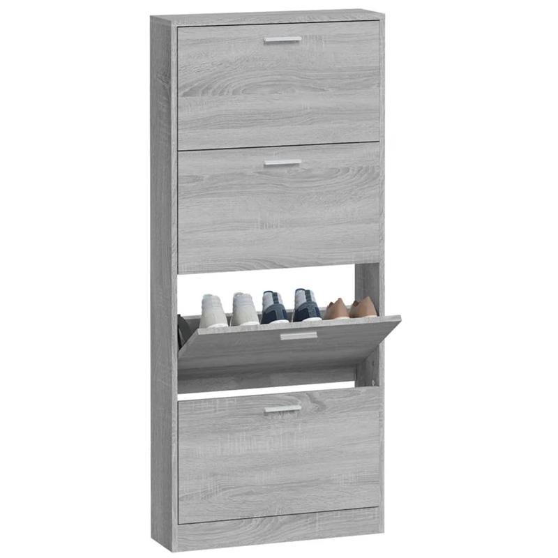 Schoenenkast – Schoenenrek – Schoenopberger – Schoenmeubel – Schoenhouder – Grijs Sonoma – Ruimtebesparend Ontwerp – Houtcomposiet & Hardhout