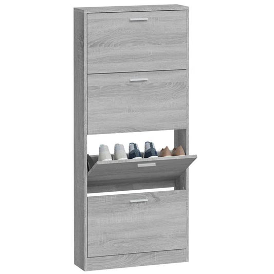 Schoenenkast – Schoenenrek – Schoenopberger – Schoenmeubel – Schoenhouder – Grijs Sonoma – Ruimtebesparend Ontwerp – Houtcomposiet & Hardhout
