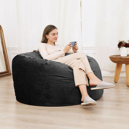 Zitzak – Zitzakstoel – Poef – Loungestoel – Fauteuil – Groot Formaat 115x65 cm – Wasbare Polyesterhoes – Ergonomische Sponsvulling – Zwart
