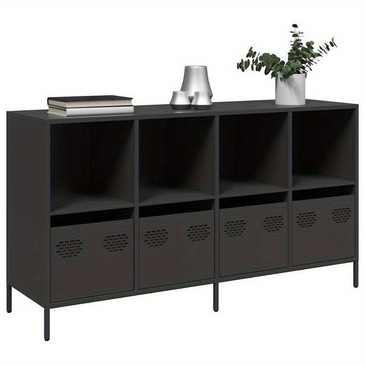 Sideboard 135x39x73.5cm cold-rolled steel black Practical and removable