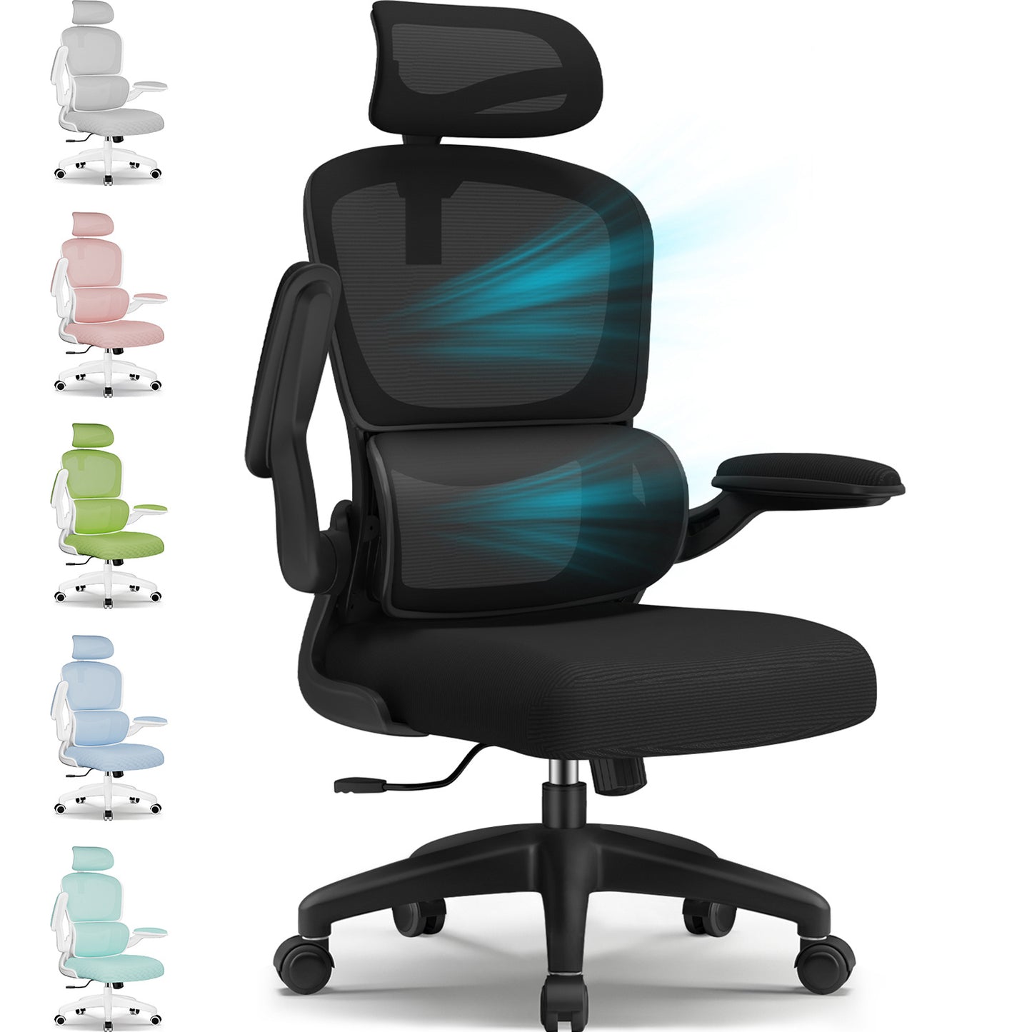 Office Chair with Adjustable Headrest, Armrests, and Lumbar Support, Load Capacity up to 150 kg