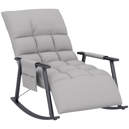 Schommelstoel – Relaxstoel – Fauteuil – Voedingsstoel – Loungestoel – Verstelbare Rugleuning en Voetensteun – Microvezel Stof Grijs